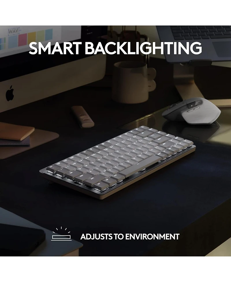 Logitech Mx Mechanical Mini for Mac: Wireless Illuminated Low-Profile Keyboard, Tactile Quiet