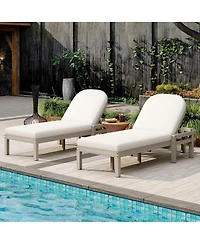 Streamdale Furniture 2-Piece Acacia Wood Outdoor Chaise Lounge Set with 5-Position Adjustable Back