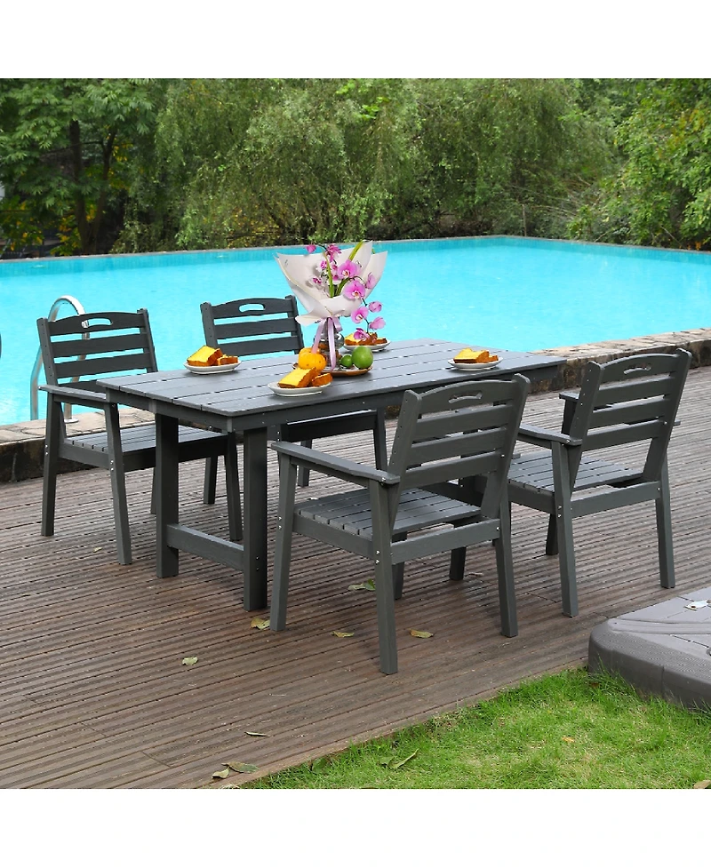 Streamdale Furniture 5-Piece Hdpe Outdoor Patio Dining Set with Umbrella Hole