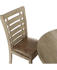 Streamdale Furniture Set of 2 Modern Farmhouse Distressed Ladderback Dining Chairs