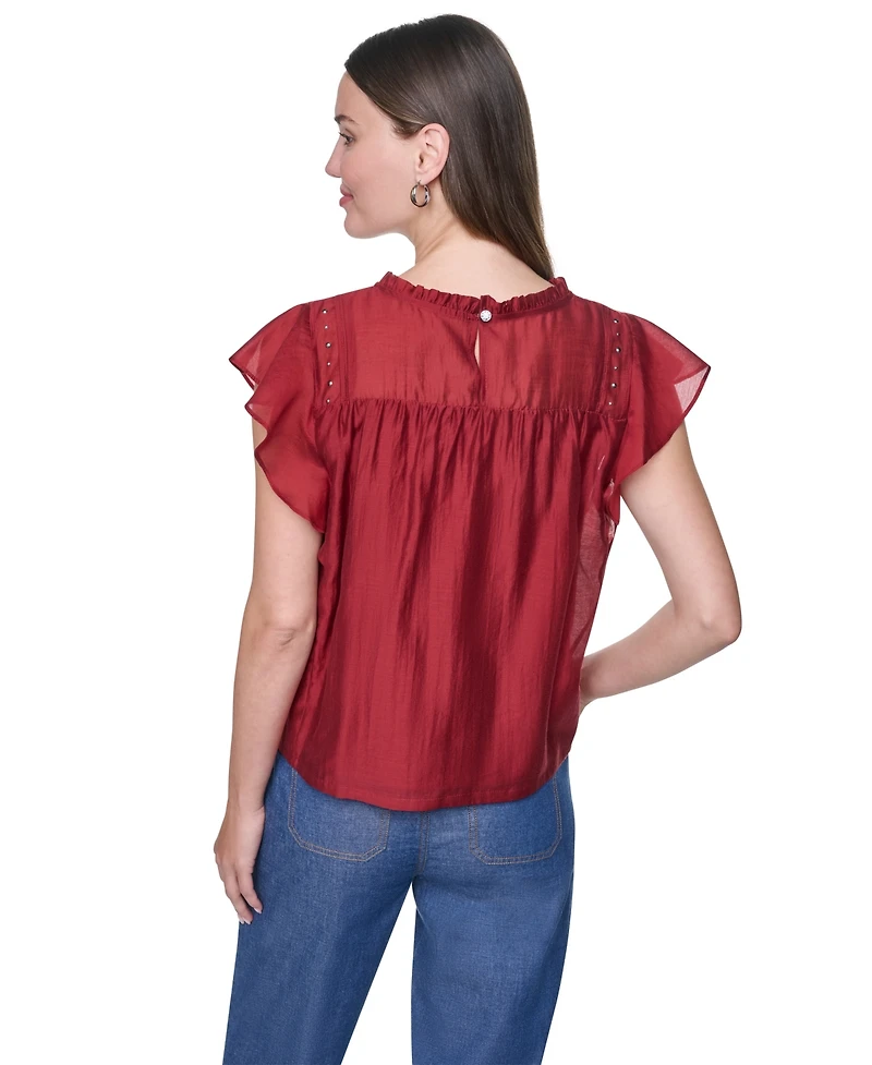 Dkny Women's Pin-Tucked Studded Blouse
