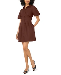 Vince Camuto Women's Puff-Sleeve Corset Cotton Mini Dress