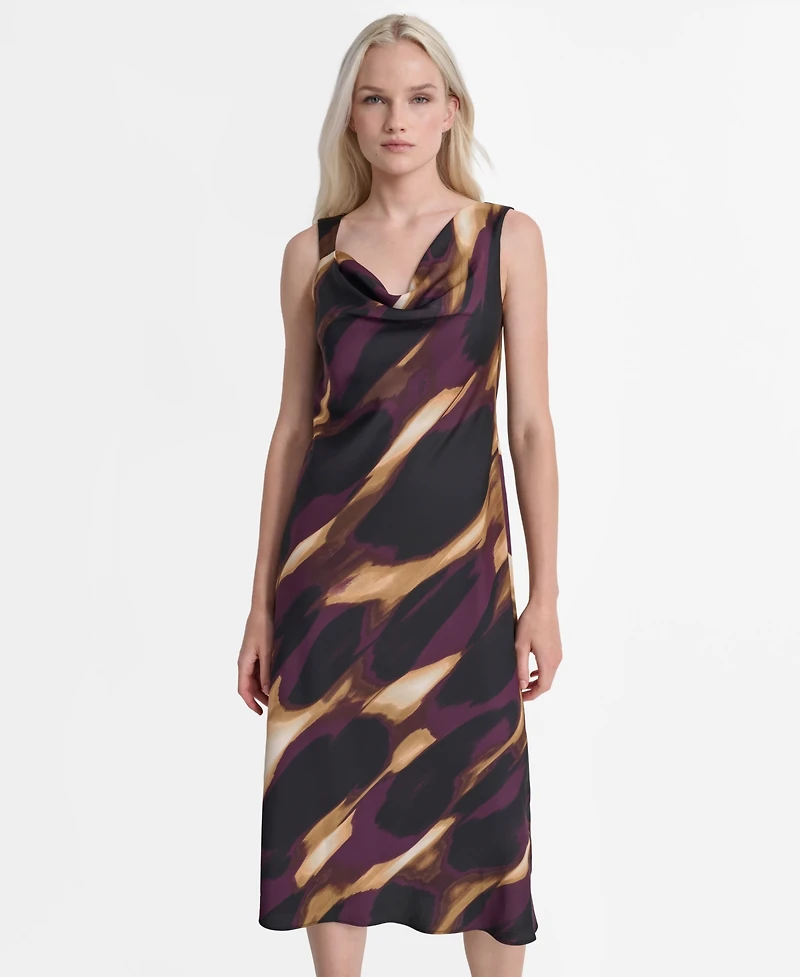 Dkny Petite Sleeveless Cowl Neck Midi Dress