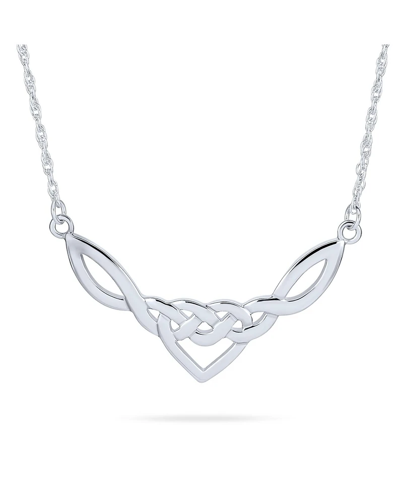 Bling Jewelry Romantic Celtic Love Knot Heart Collar Necklace Irish Triquetra Trinity .925 Sterling Silver
