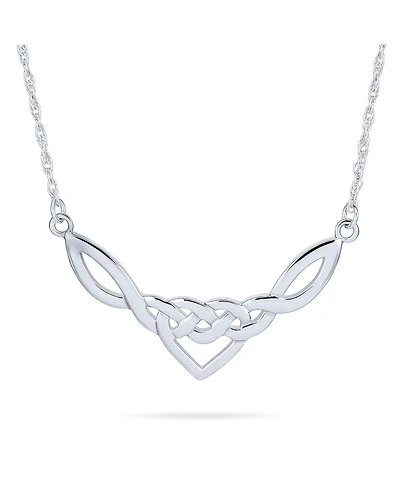 Bling Jewelry Romantic Celtic Love Knot Heart Collar Necklace Irish Triquetra Trinity .925 Sterling Silver
