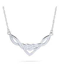 Bling Jewelry Romantic Celtic Love Knot Heart Collar Necklace Irish Triquetra Trinity .925 Sterling Silver