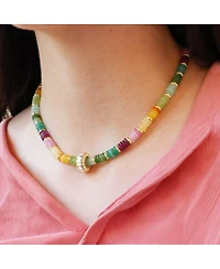 The Lovery Rainbow Bead Rondel Necklace 18K Gold Plated Over Brass