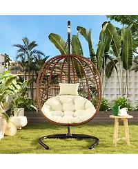 Streamdale Furniture Single Person Folding Hanging Egg Chair with Stand for Indoor and Outdoor Use