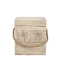 Streamdale Furniture Outdoor Wood Grain Square Side Table with Braided Cord Detail