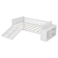 Streamdale Furniture Twin Low Loft Bed with Slide and Movable Bookshelf