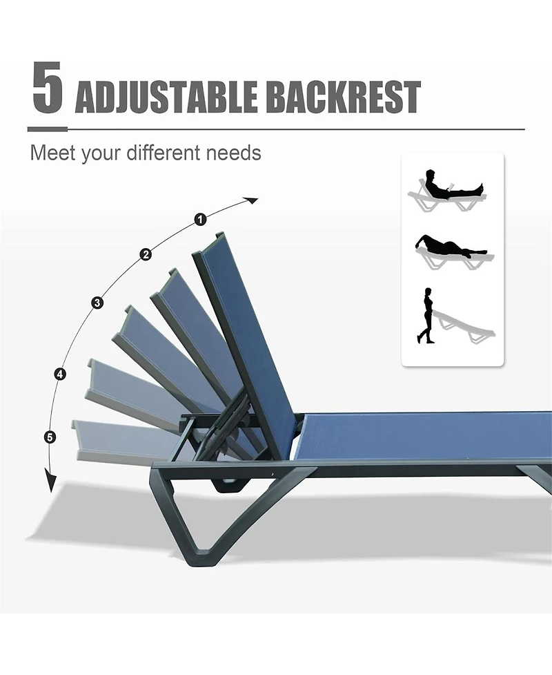 Streamdale Furniture 2-Piece Aluminum Patio Chaise Lounge with Adjustable Backrest