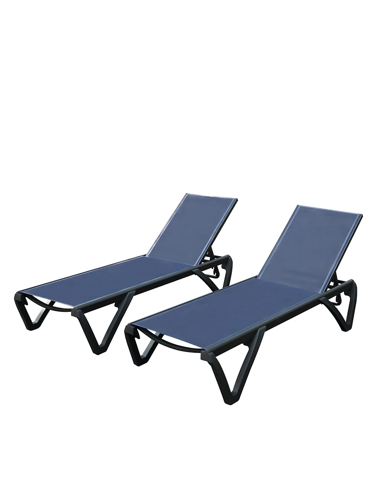 Streamdale Furniture 2-Piece Aluminum Patio Chaise Lounge with Adjustable Backrest