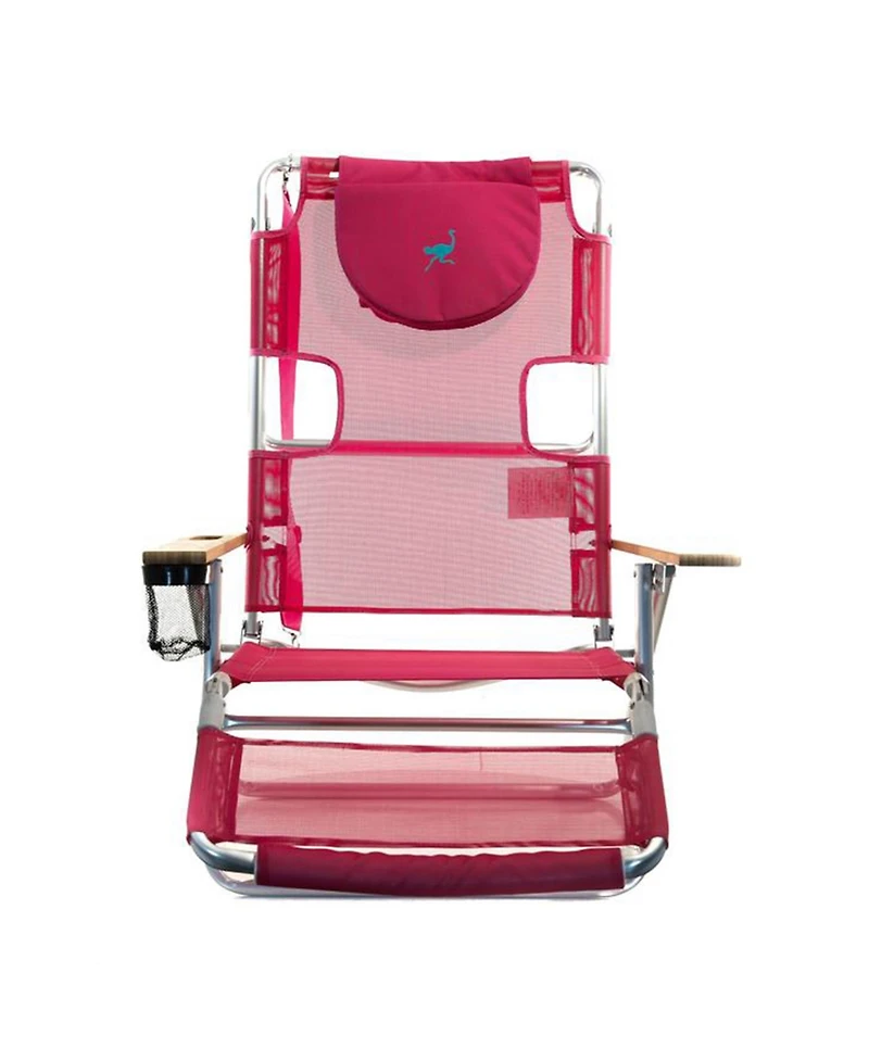Ostrich The Altitude 3N1 High Back Outdoor Beach Lounge Chair w/Footrest, Pink