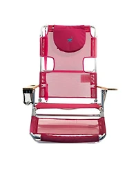 Ostrich The Altitude 3N1 High Back Outdoor Beach Lounge Chair w/Footrest, Pink