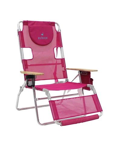 Ostrich The Altitude 3N1 High Back Outdoor Beach Lounge Chair w/Footrest, Pink