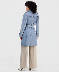 Steve Madden Women's Double-Breasted Denim Trench Coat