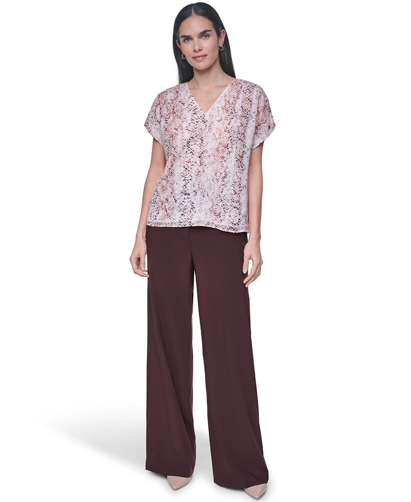 Calvin Klein Petite Short-Sleeve V-Neck Blouse