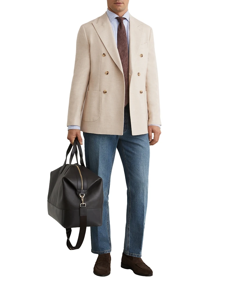 Reiss Men's ManciTailored-Fit Double-Breasted Herringbone Blazer