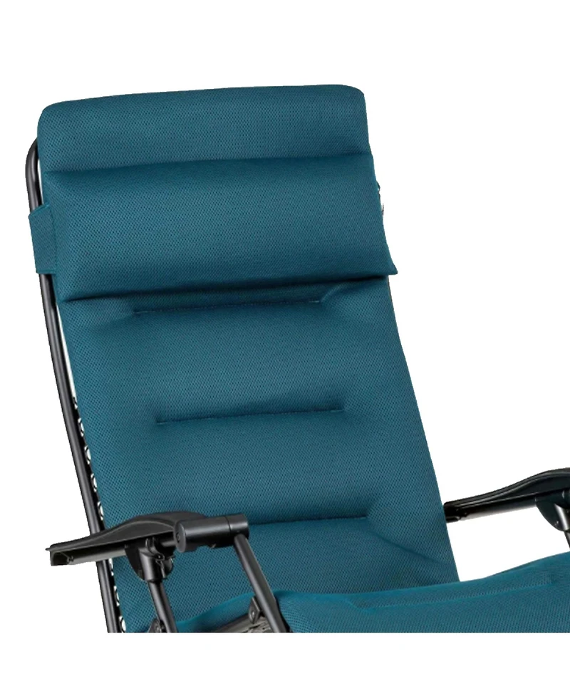 Lafuma Futura Air Comfort Padded Folding Patio Lawn Recliner Chair, Coral Blue