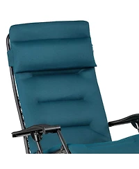 Lafuma Futura Air Comfort Padded Folding Patio Lawn Recliner Chair, Coral Blue