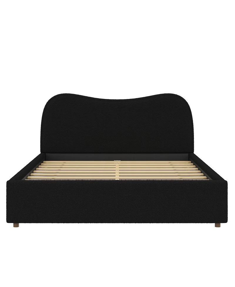 Streamdale Furniture Queen Size Upholstered Platform Bed with Wooden Slats