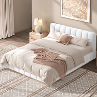 Streamdale Furniture Queen Size Boucle Upholstered Platform Bed Frame