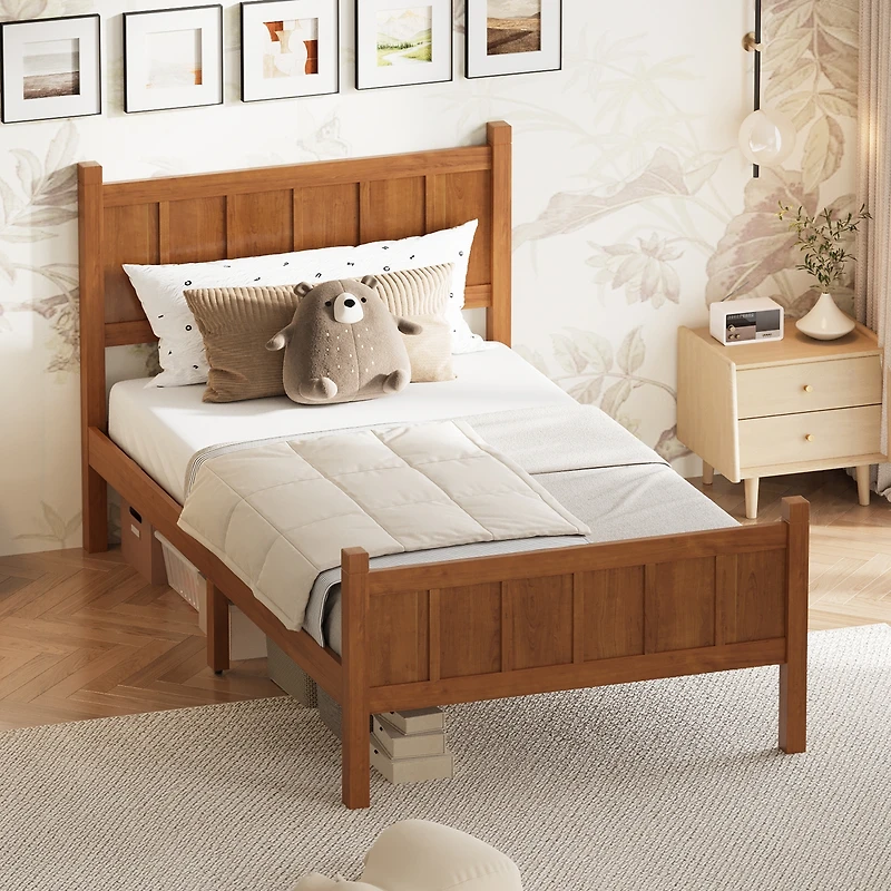 Streamdale Furniture Twin Size Minimalist Modern Platform Bed with Headboard and Footboard
