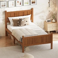 Streamdale Furniture Twin Size Minimalist Modern Platform Bed with Headboard and Footboard