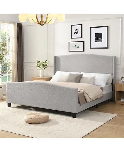 Streamdale Furniture King Size Upholstered Bed Frame With High Headboard And Footboard