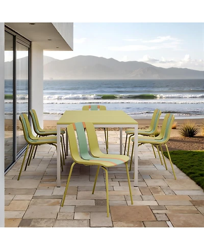 Streamdale Furniture Holiday 4-Pack Modern Striped Color Block Chairs, Indoor/Outdoor Plastic