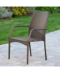 Streamdale Furniture Fully Assembled Brown Pe Wicker Outdoor Patio Chairs with Iron Frame