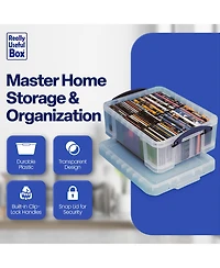 Really Useful Box 17L Plastic Storage Container w/Snap Lid & Clip Lock Handles