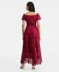 Xscape Women's Off-The-Shoulder Embroidered Floral Ball Gown