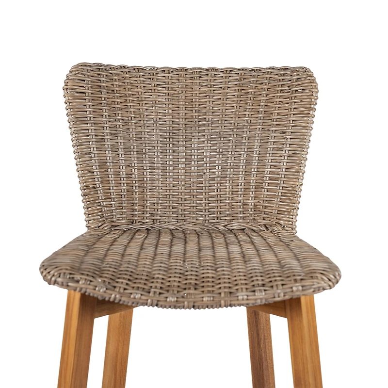 Streamdale Furniture Lymington Teak-Finish Outdoor Bar Stools, Set of 2