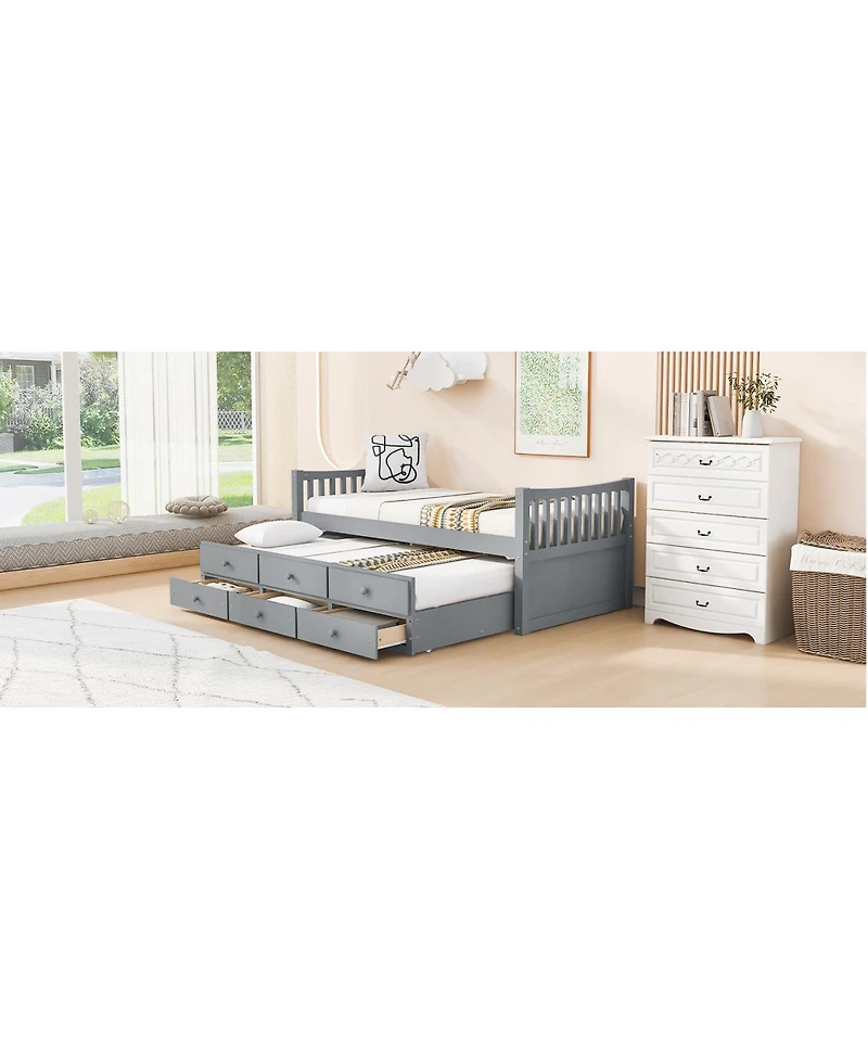 Streamdale Furniture Daybed with Trundle and Drawers, Twin Size