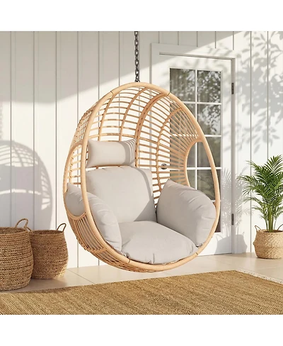 Streamdale Furniture Outdoor Wicker Swing Egg Chair Natural Color-Seat Part Only