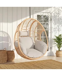 Streamdale Furniture Outdoor Wicker Swing Egg Chair Natural Color-Seat Part Only