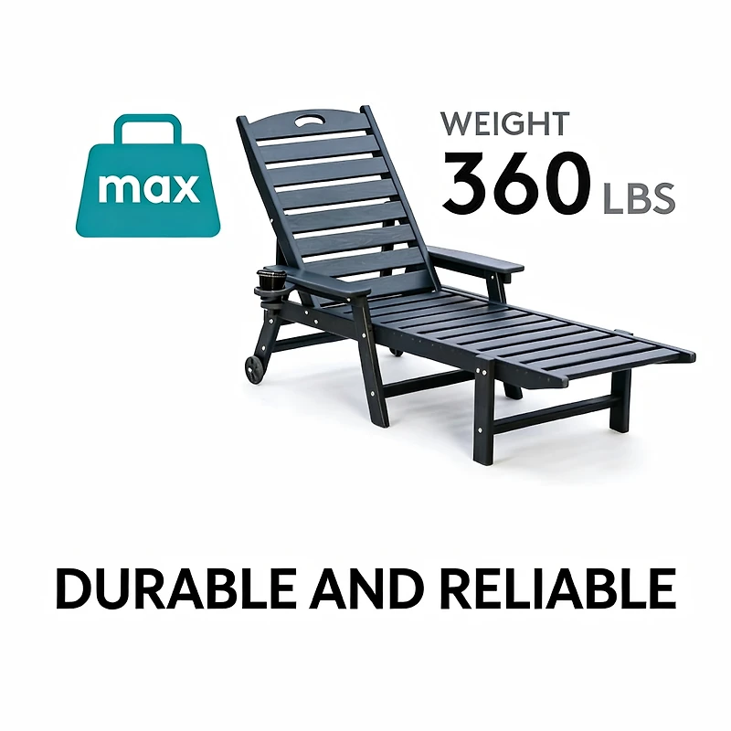 Streamdale Furniture Hdpe 4-Position Adjustable Outdoor Chaise Lounge Chair