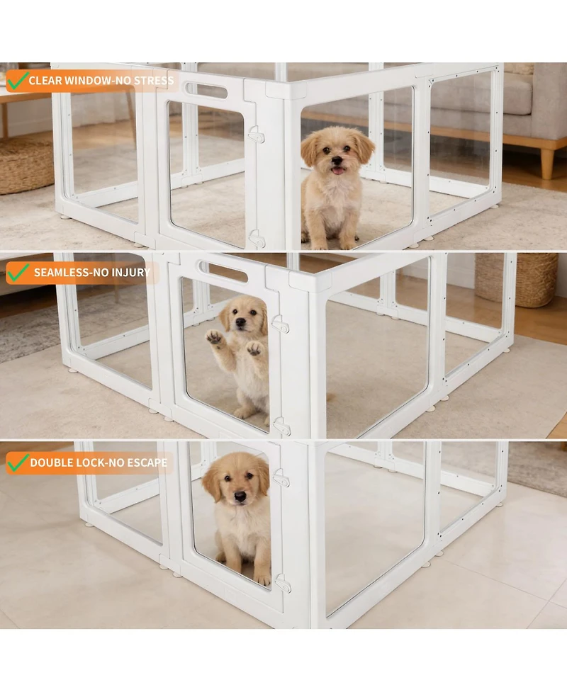 Streamdale Furniture Clear Acrylic Indoor Playpen For Puppies, Rabbits, And Cats (10 Panels