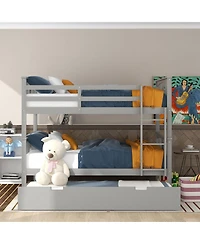 Streamdale Furniture Full over Full Bunk Bed with Twin Size Trundle and Ladder