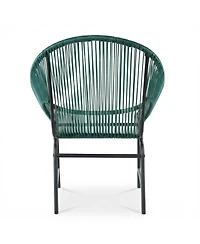 Streamdale Furniture Vibrant Teal Pe Rattan Outdoor Patio Chair with Durable Iron Frame