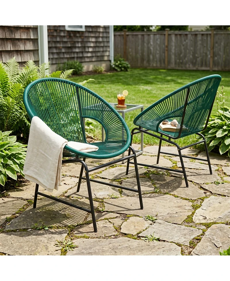 Streamdale Furniture Vibrant Teal Pe Rattan Outdoor Patio Chair with Durable Iron Frame