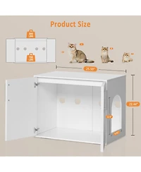 homfan Hidden Cat Litter Box Enclosure Furniture with Ventilation and Easy-Clean Doors, Multi-Use Tv Stand/Side Table/Coffee Table, Durable Wood