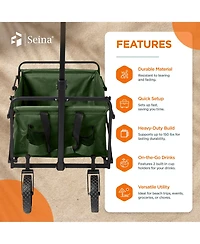 Seina 150lb Capacity Collapsible Steel Frame Outdoor Utility Wagon Cart