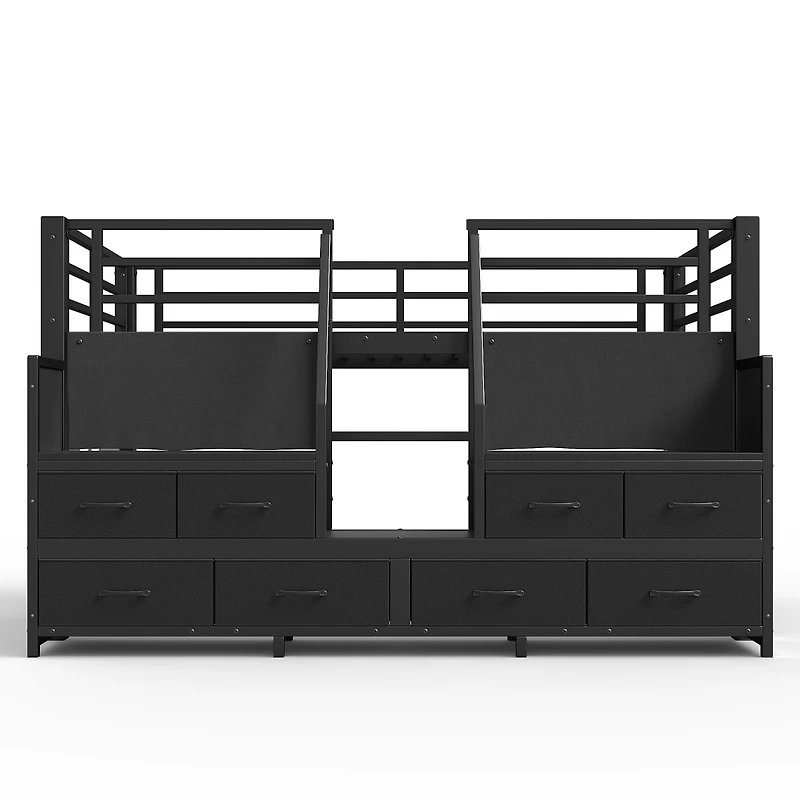 Streamdale Furniture Twin Low Loft Bed with Multi-Storage, Shelves, and Lights