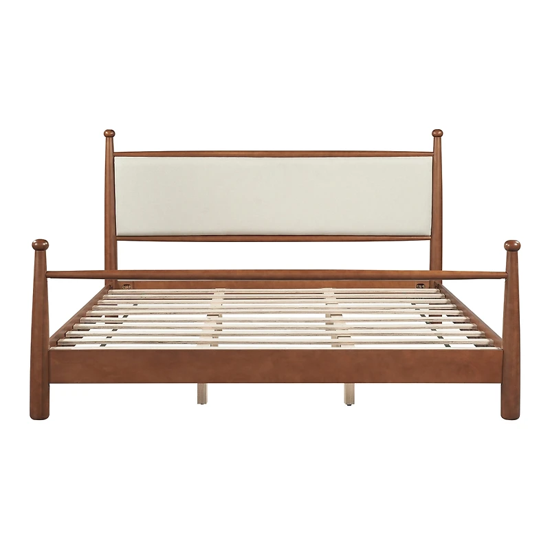 Streamdale Furniture Solid Poplar and Plywood Bed Frame with Upholstered Headboard, King