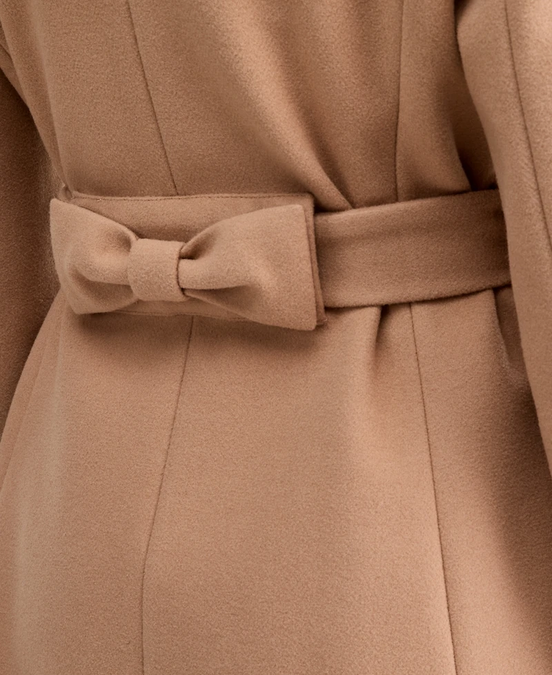 CeCe Petite Double-Breasted Belted Bow Back Coat