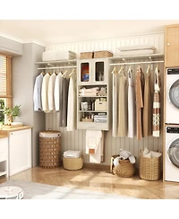 Aheaplus Laundry Room Storage Cabinet with Drying Rack and 2 Doors
