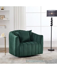 Streamdale Furniture Upholstered 360degree(s) Swivel Barrel Chair and Half with 3 Pillows,