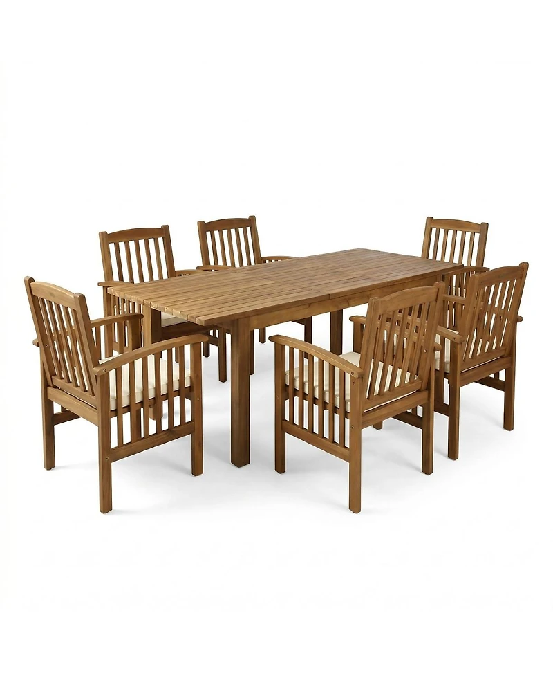 Streamdale Furniture 7-Piece Acacia Wood Outdoor Dining Set with 6 Chairs and Large Table